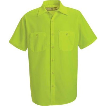 VF IMAGEWEAR Red Kap Enhanced Visibility Short Sleeve Work Shirt, Fluorescent Yellow/Green, Regular, M SS24YESSM